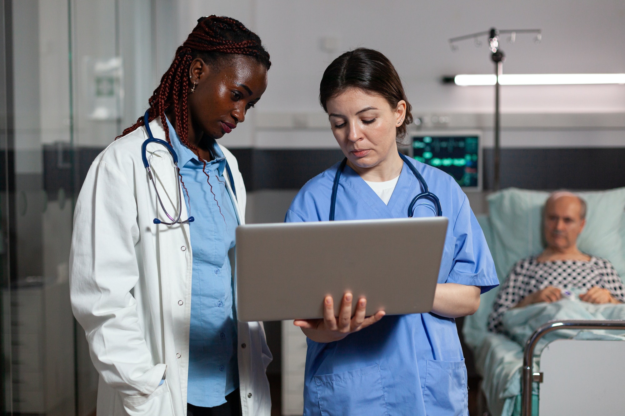 African american doctor health specialist and assistant